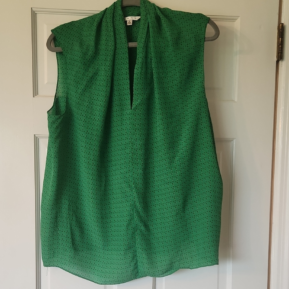 CAbi Green Sleeveless Blouse